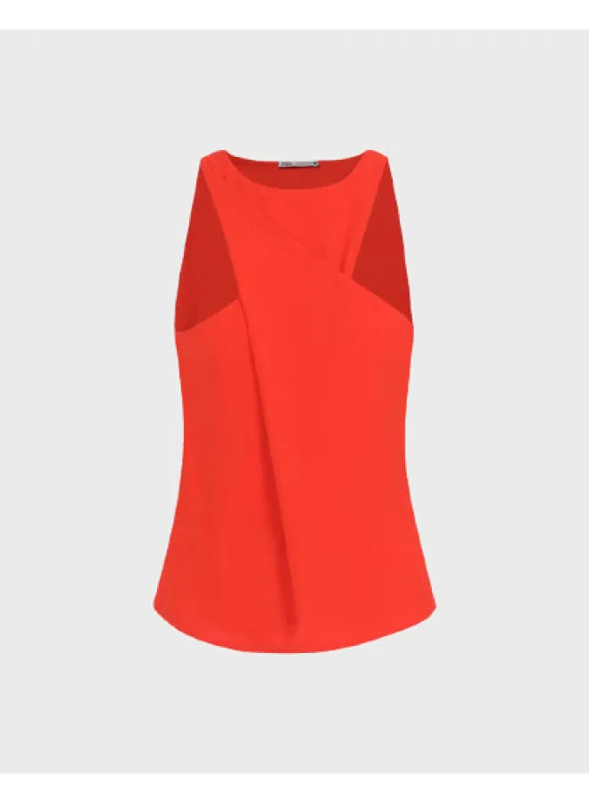 Топ без рукавов свободный Zara, оранжево-красный