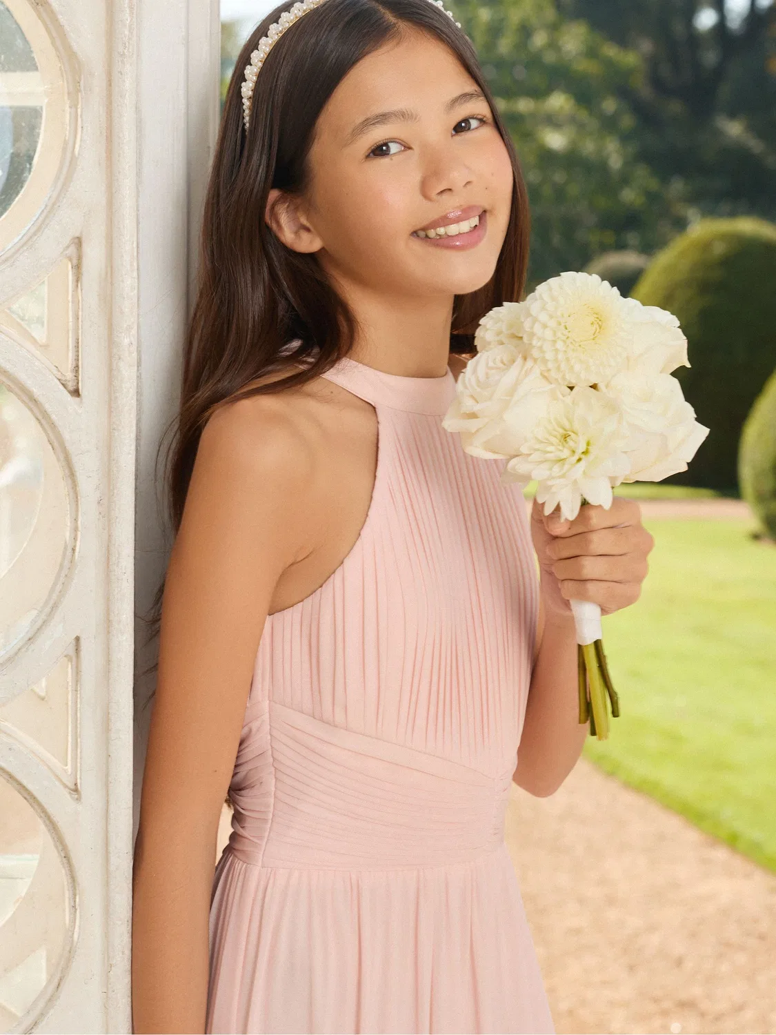 Платье макси с запахом, модель Pleated Halter Lipsy, розовый — фото 2