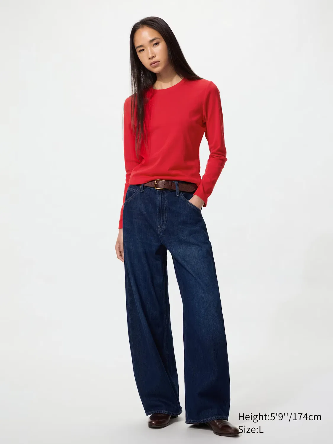 Футболка Uniqlo, с длинным рукавом, синяя — фото 2