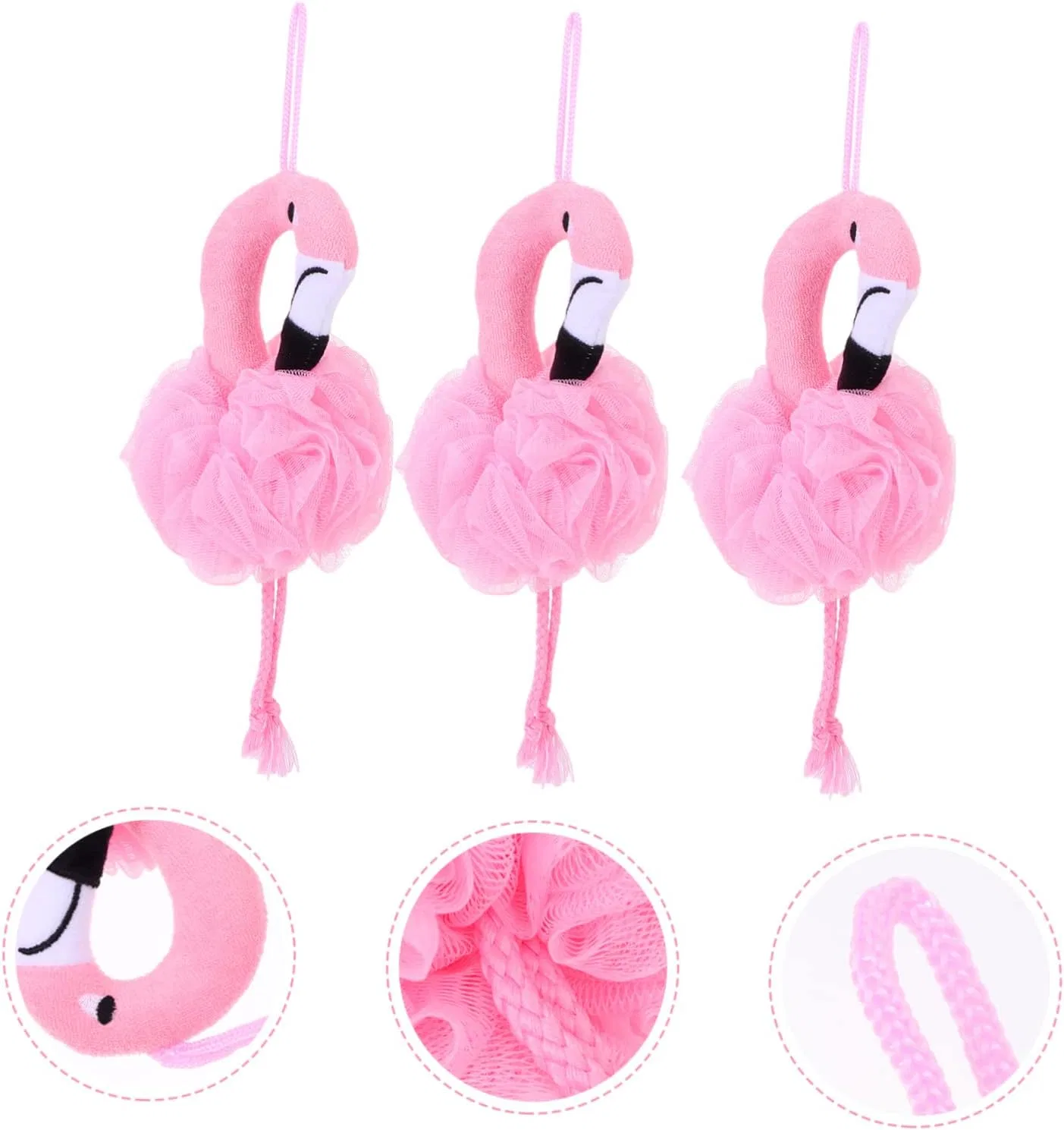 Мочалка для душа Flamingo, Healeved, набор 6 шт, розовый — фото 4