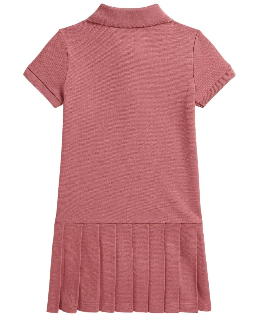 Платье-поло с плиссированной юбкой из стрейч-сетки Polo Ralph Lauren, Canvas Pink — фото 2