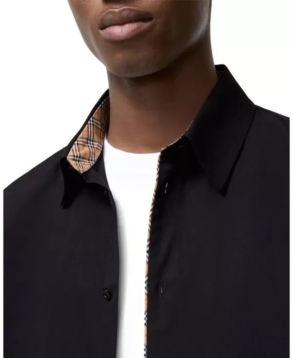 Мужская классическая рубашка с принтом Classic Fit Check Piping Cotton Poplin Shirt Burberry, черный — фото 2