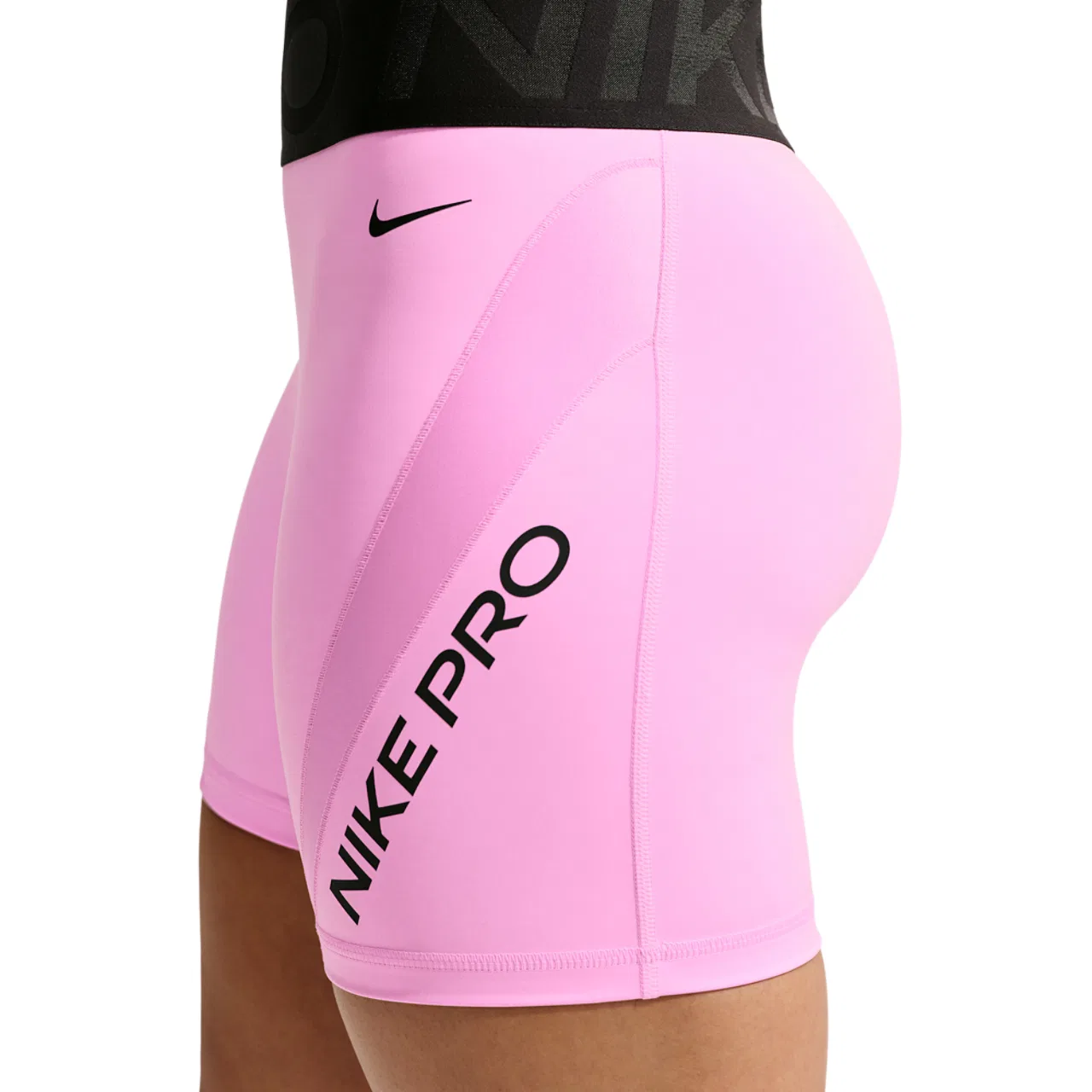 Женские велосипедки с высокой посадкой Pro Dri-FIT Sculpt 5" Nike, Black/Pink Rise — фото 2
