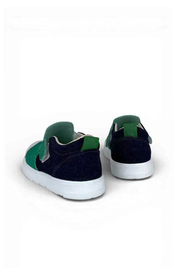 Детские повседневные туфли на липучке с ортопедической стелькой Sthapy, Navy Blue - Green — фото 4