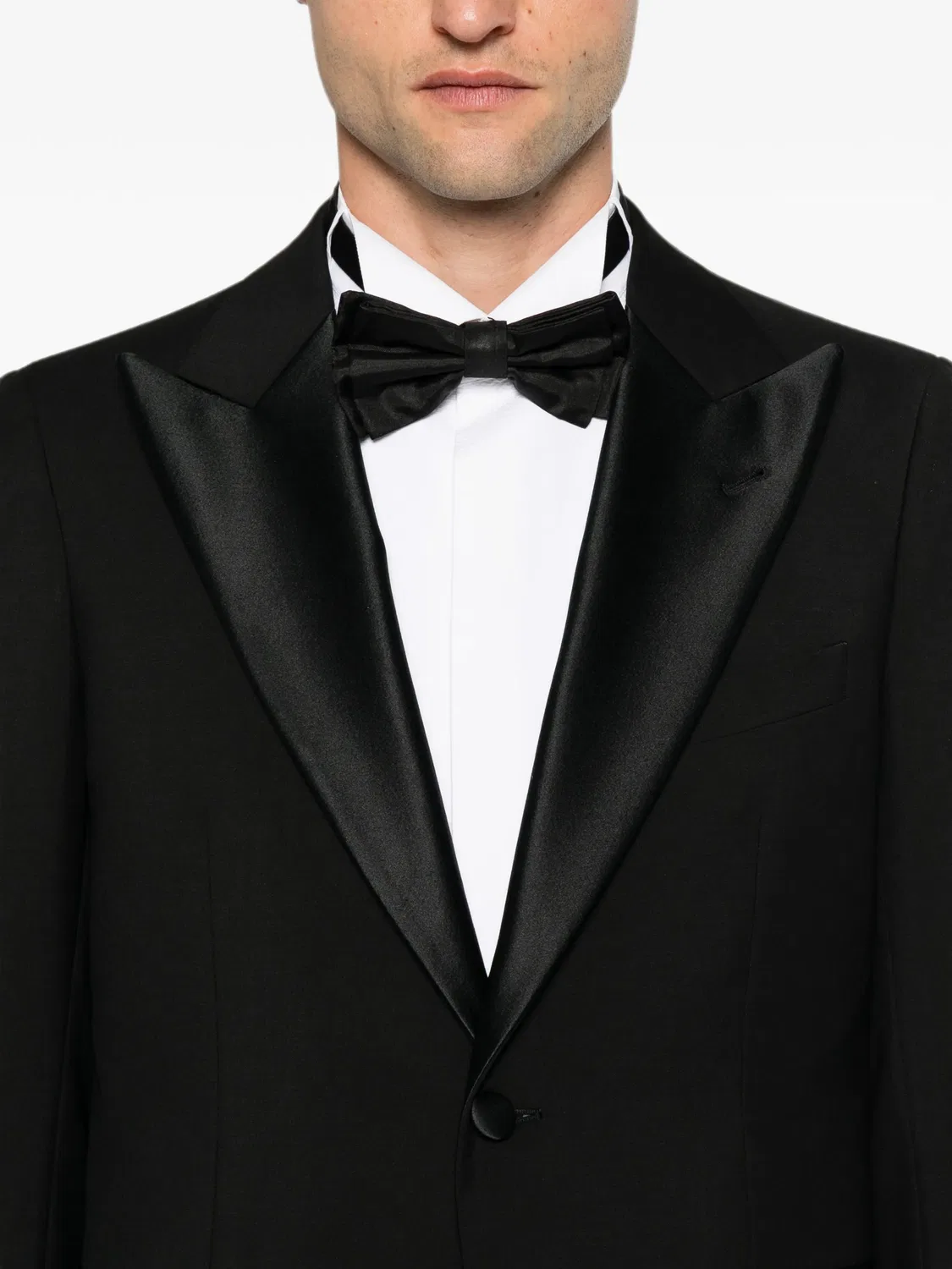 Emporio Armani Костюм с пиковыми лацканами, атласная отделка - черный — фото 3