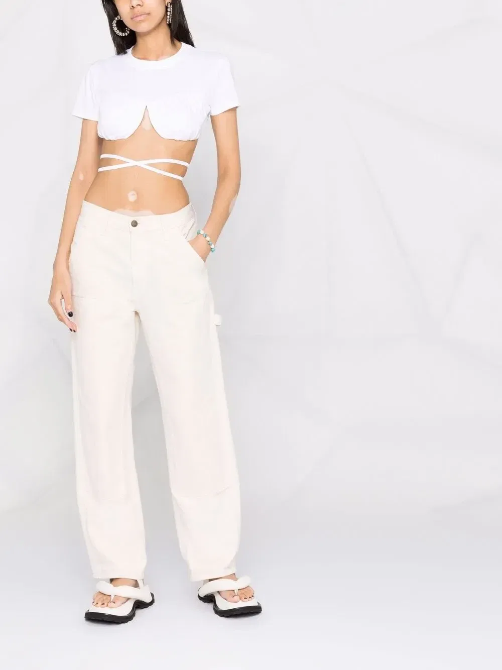 Укороченный топ Le T-Shirt Baci Jacquemus, белый — фото 2