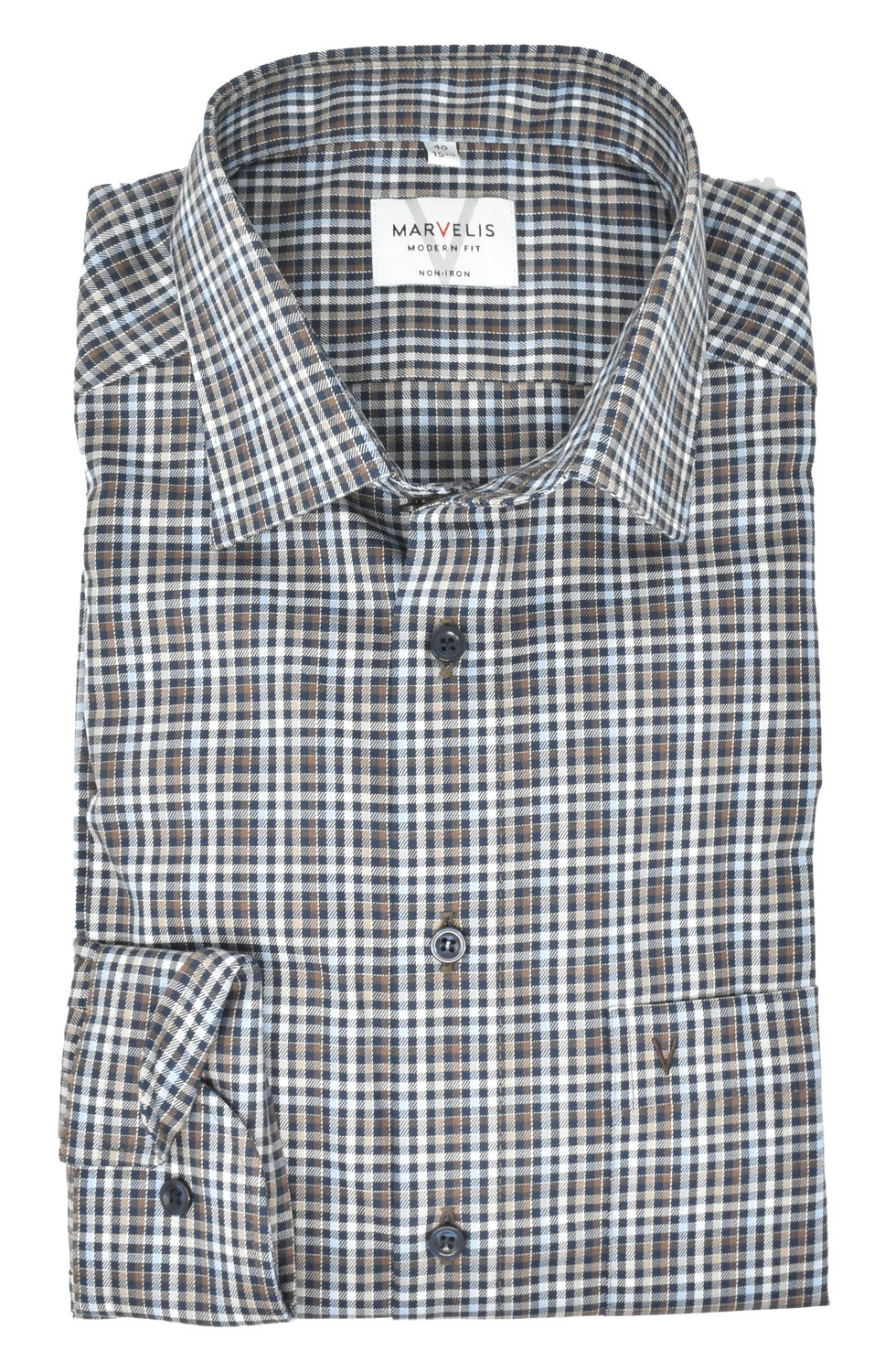 

Рубашка MARVELIS Modern Fit Business, цвет Braun/Blau