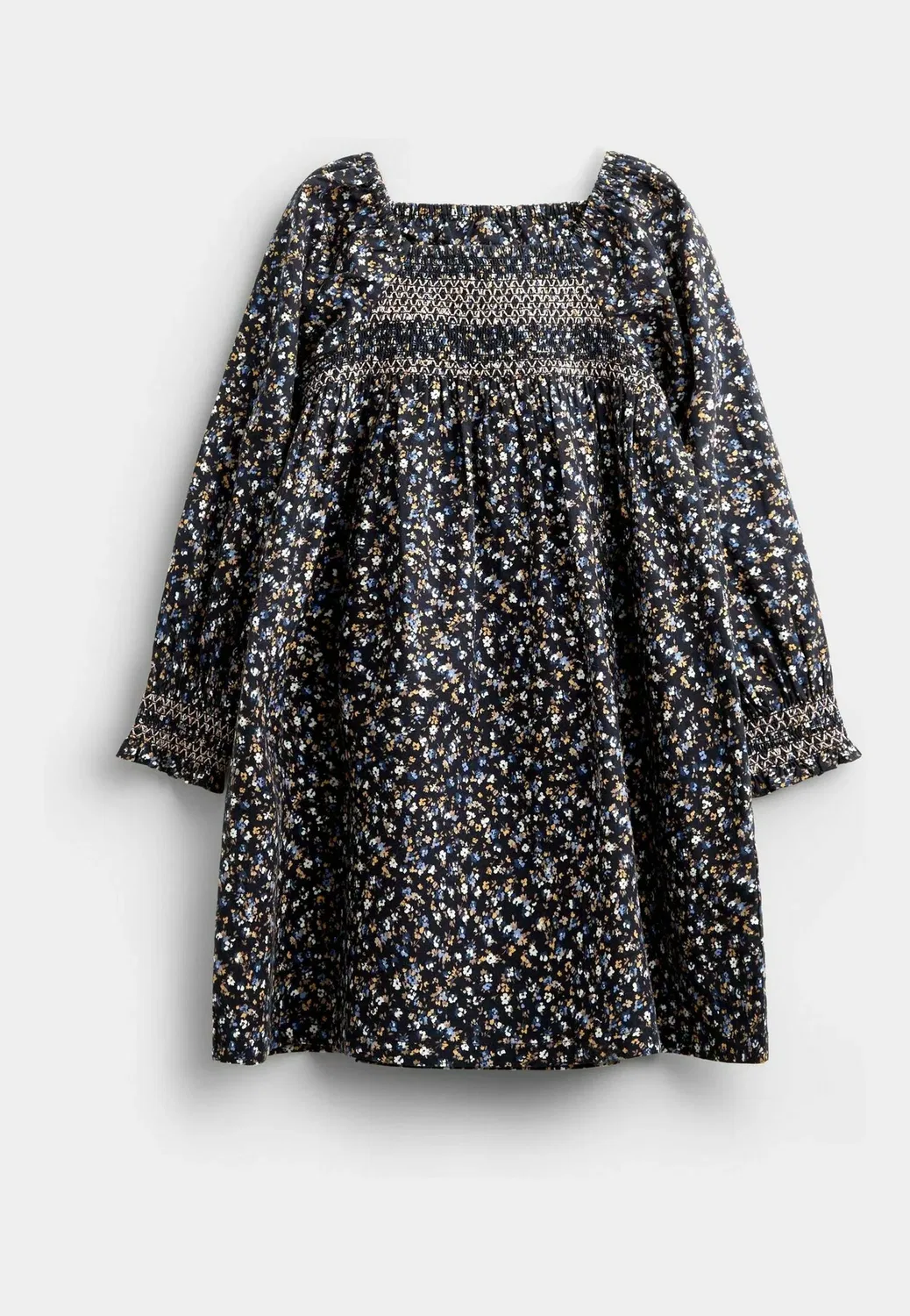 Платье-Мини с присборенной юбкой - повседневное платье Jojo Maman Bébé, Dark Blue Floral — фото 2