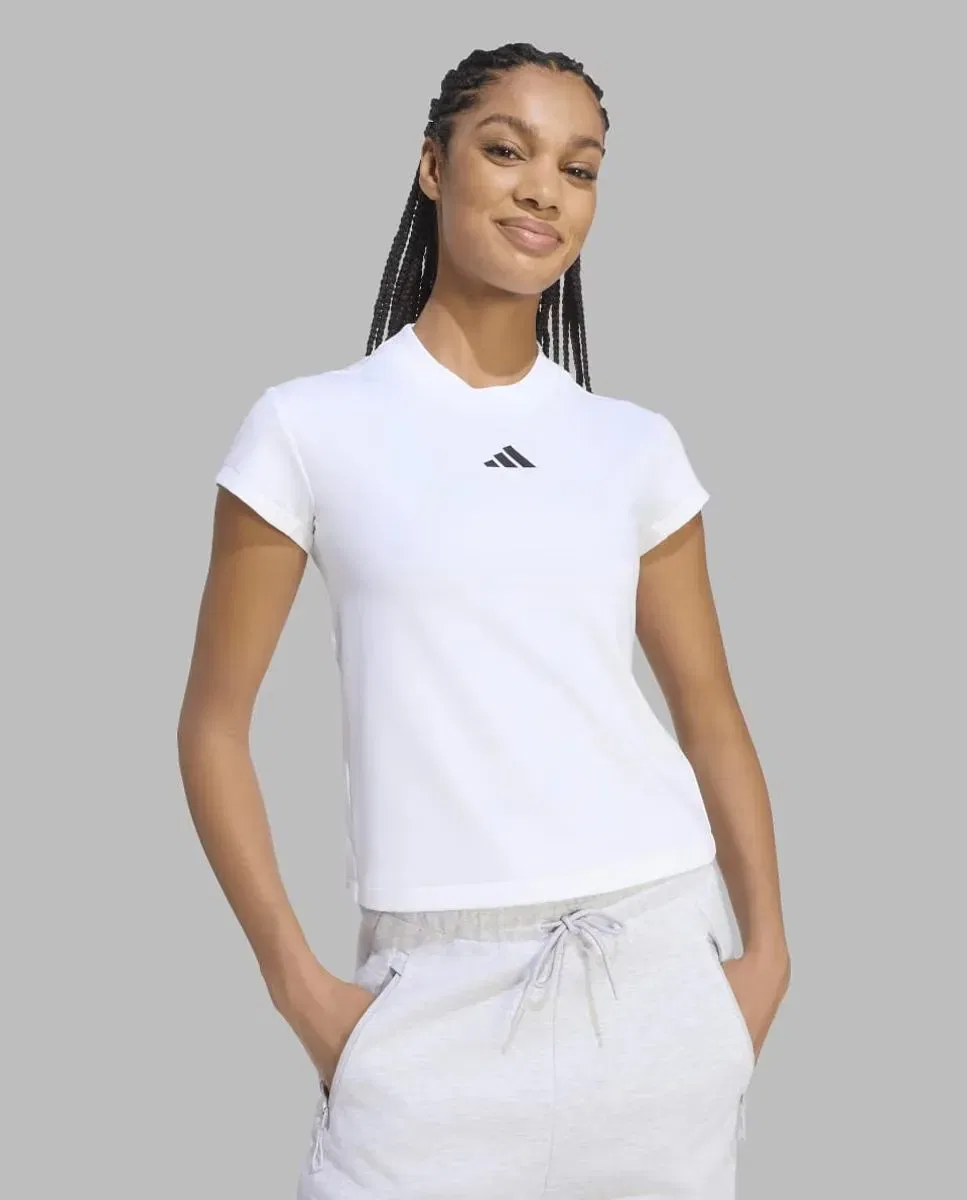 Женская футболка из полиэстера и эластана adidas, Blanco — фото 4