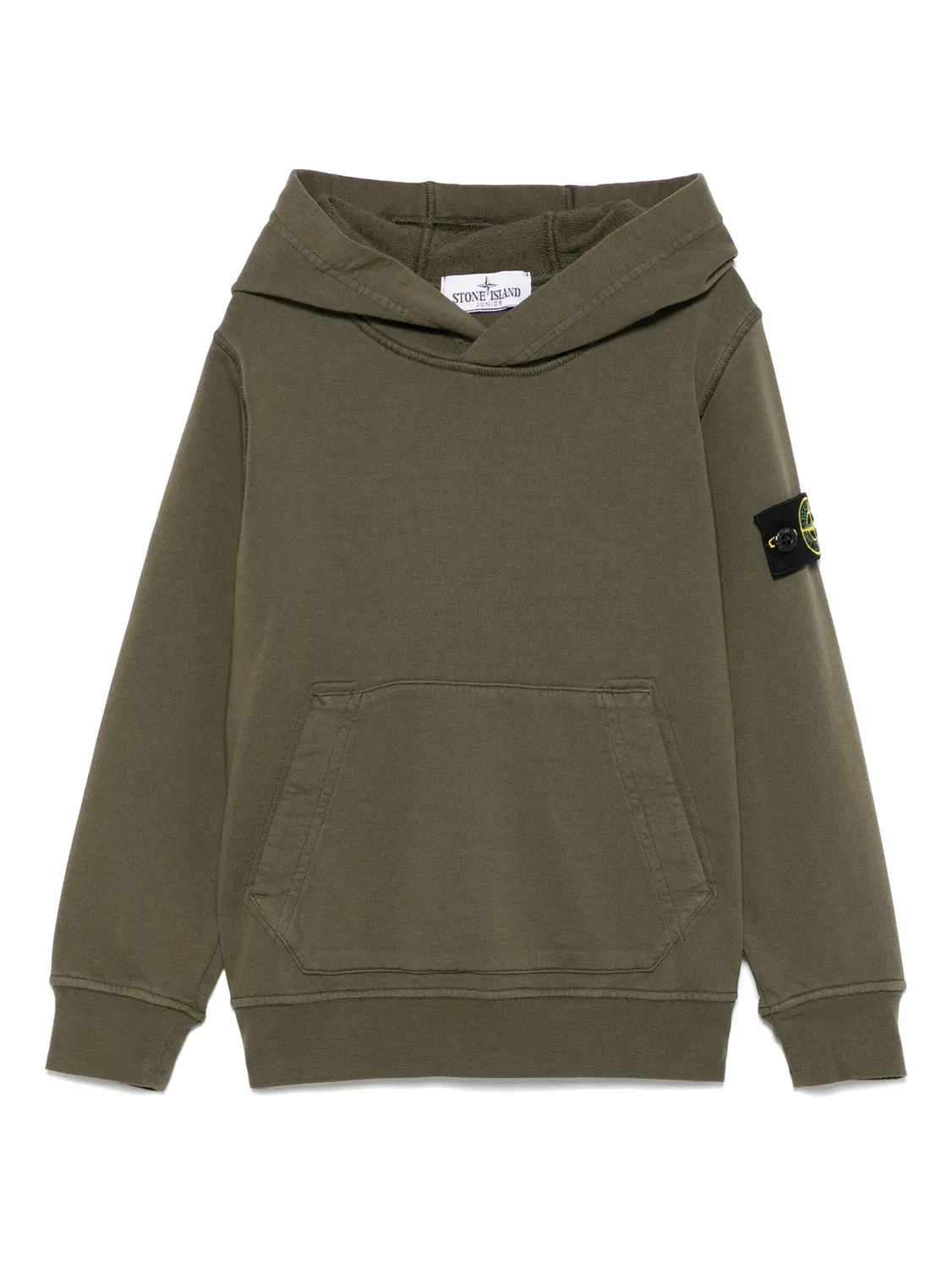 Stone Island Худи из 100% хлопка зеленого цвета
