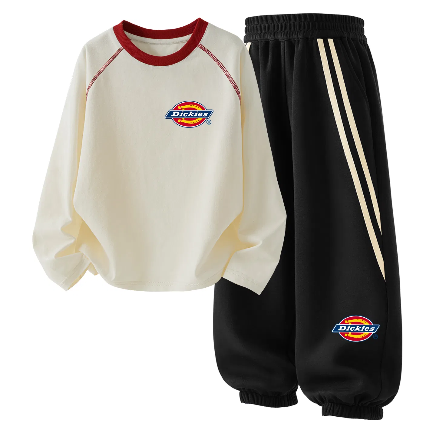 Детский спортивный комплект из двух лонгсливов с принтом, Dickies, Standard Logo Thick K White Red/Right Side Bottom Navy Blue — фото 3