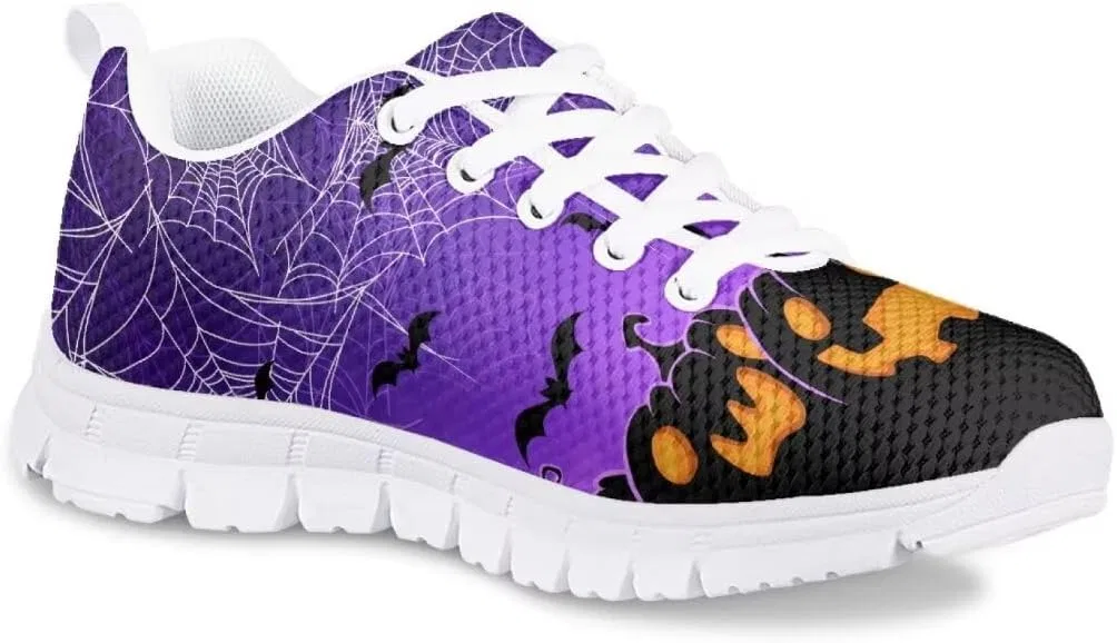 Детские кроссовки для мальчиков с дышащим верхом Pinupub, Spider Web Bat Pumpkin Purple — фото 2