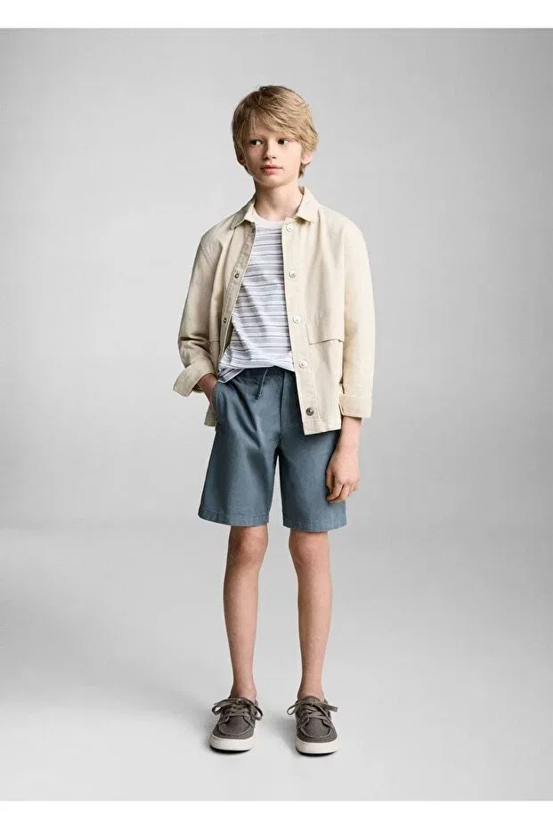 Детские шорты для мальчиков хлопковые Mango Kids, Blue — фото 2