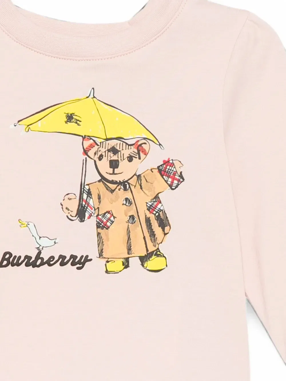 Футболка с длинным рукавом и принтом медведя Burberry Kids, розовый — фото 3