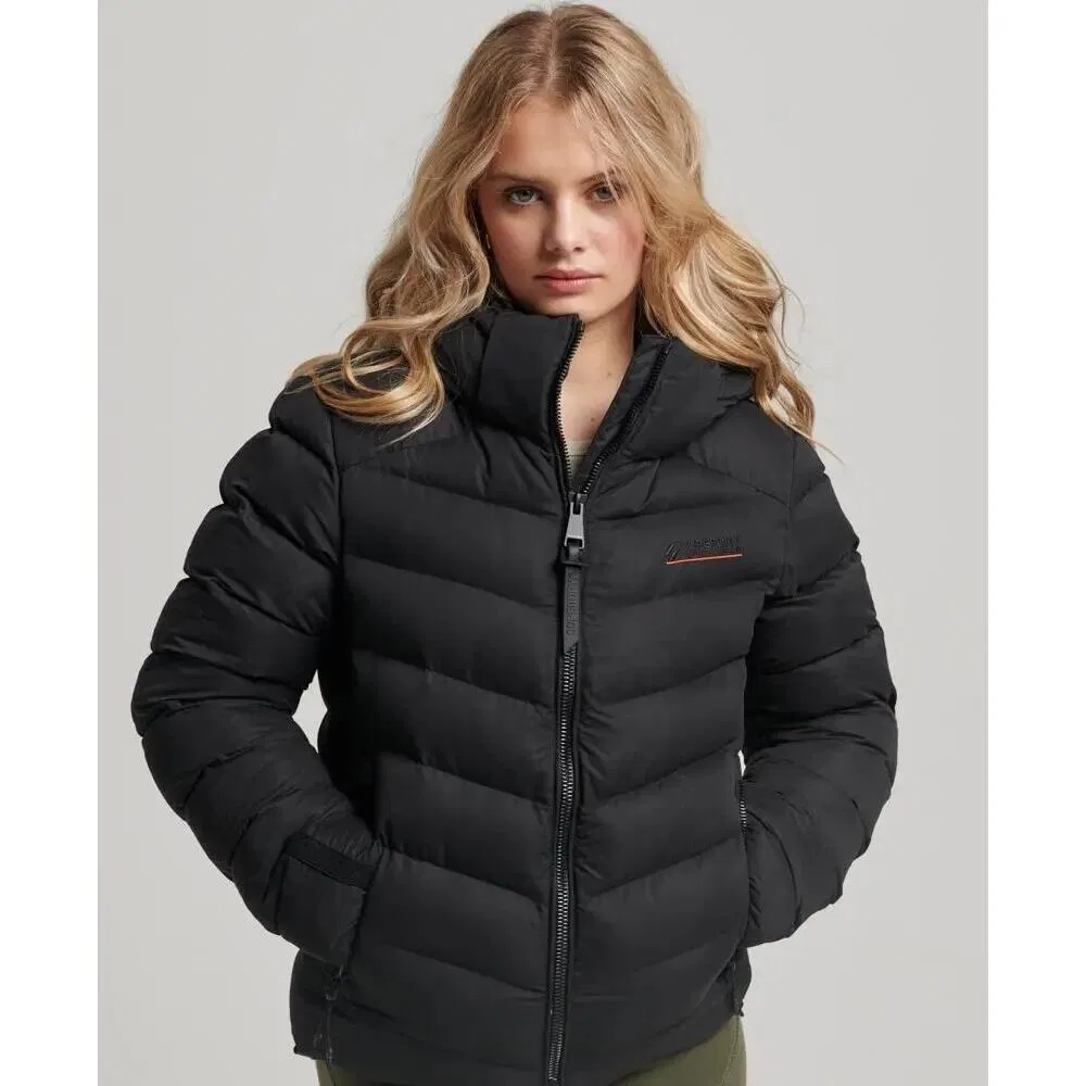 Женская куртка из микрофибры с капюшоном Superdry, Цвет: Schwarz — фото 3