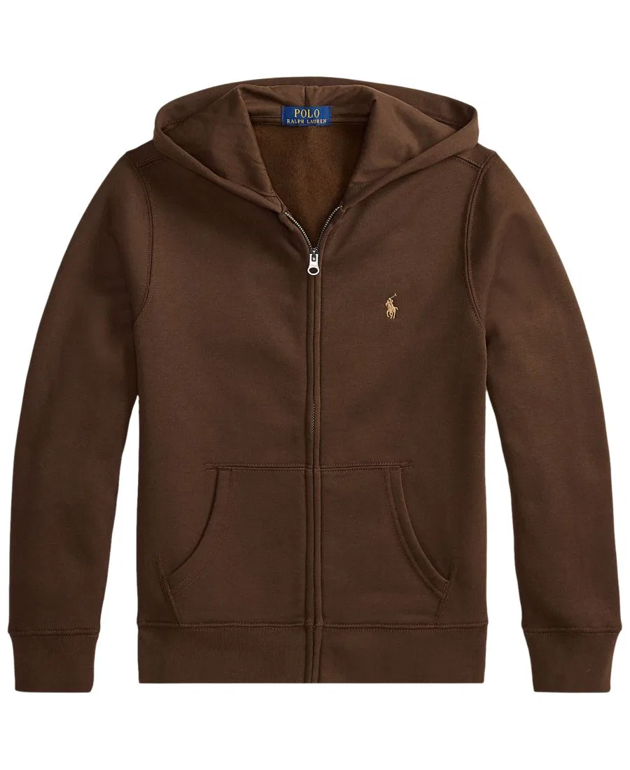 Детская флисовая худи с полной застежкой-молнией Polo Ralph Lauren, Nutmeg Brown