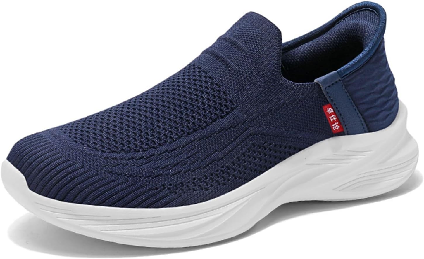 

Мужские вязаные кроссовки без шнурков, дышащие легкие повседневные обувь с удобной толстой подошвой, идеальны для повседневной и свободной носки Aokisx, синий