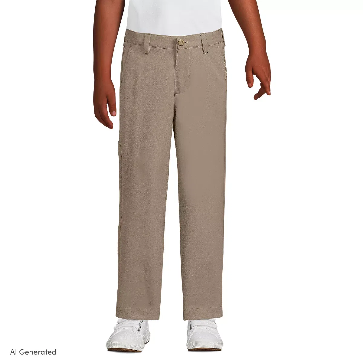 Детские брюки Active Chino с влагоотводящей отделкой Lands' End, Khaki