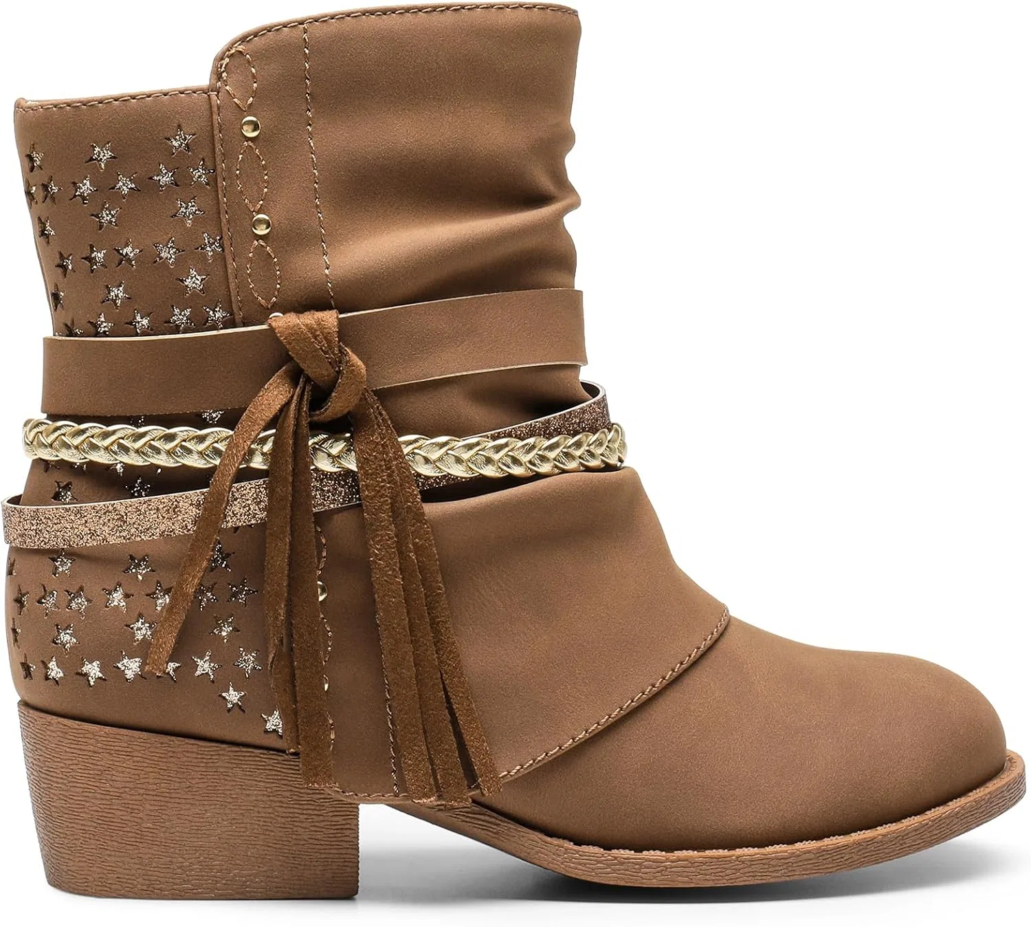 Детские ботинки для девочек с боковой молнией DREAM PAIRS, All Camel — фото 3