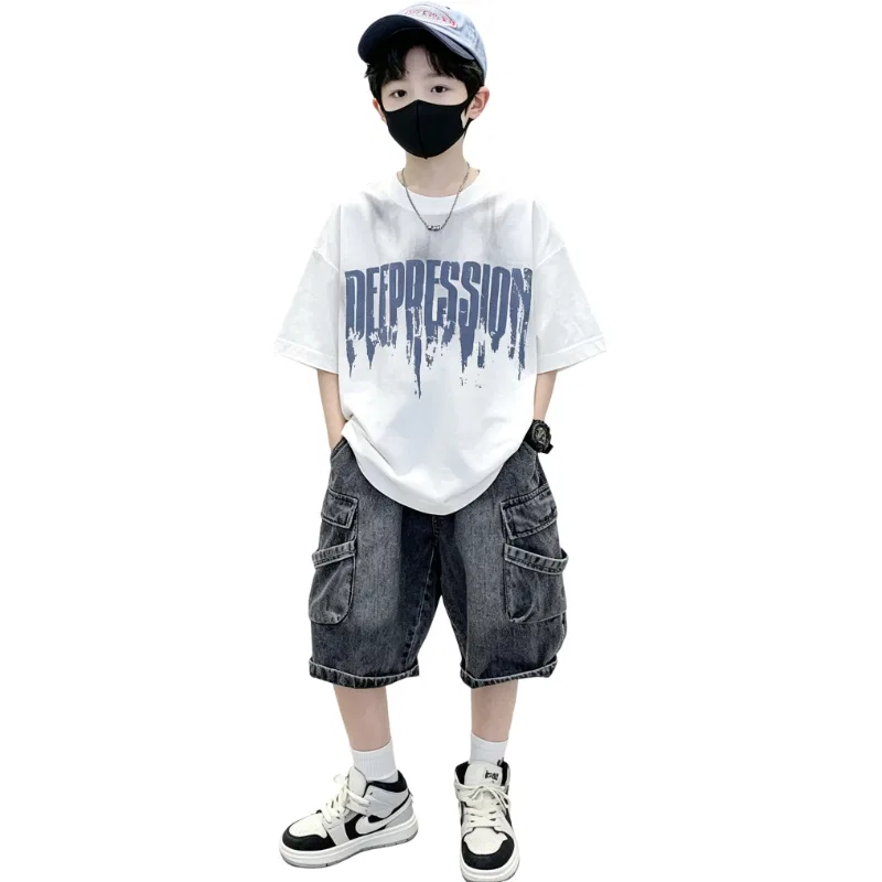 Детский комплект из футера с принтом Casual Sportswear Teenagers YALU