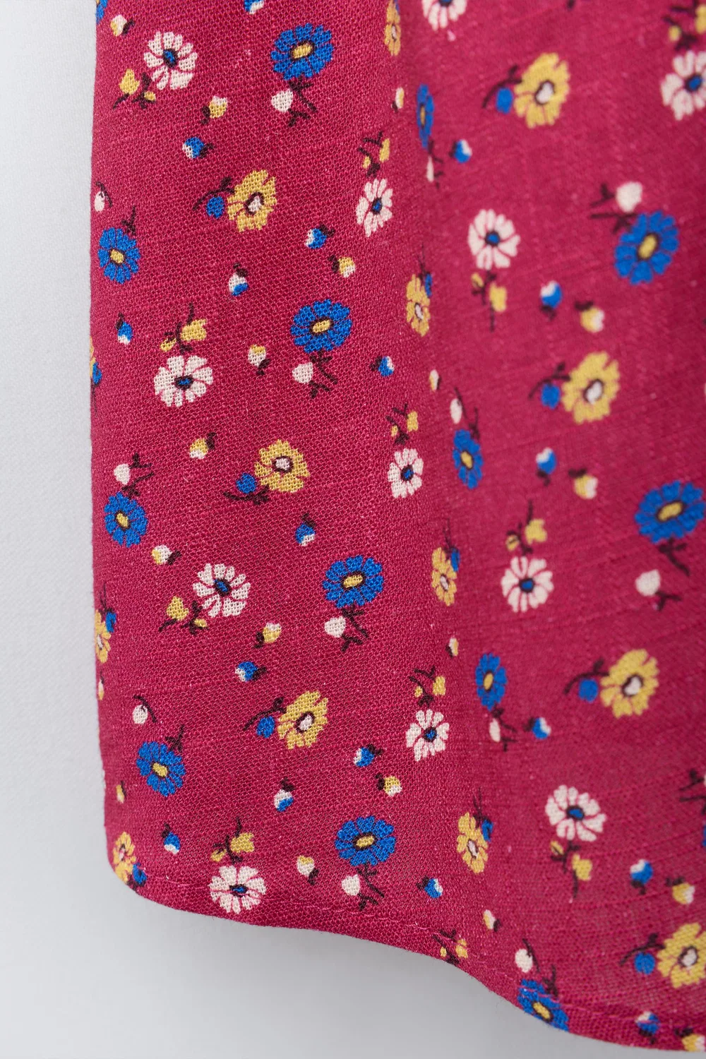 Платье из льняной смеси с цветочным принтом ZARA, Fuchsia — фото 4