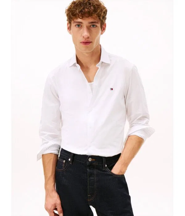 Мужская рубашка slim fit хлопковая Tommy Hilfiger, белый