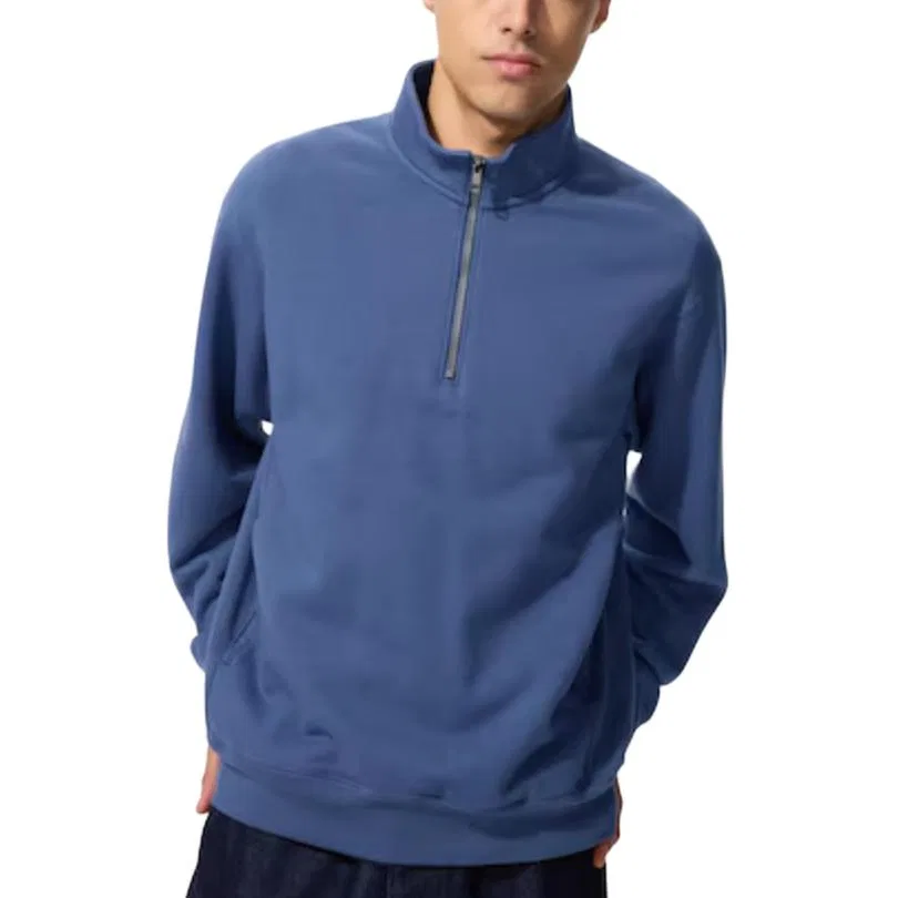 Свитшот с воротником-стойкой, Unisex, UNIQLO, Blue — фото 4