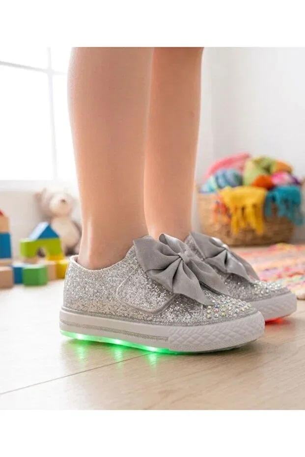 Детские кеды для девочек с подсветкой Surpie Shoes, Silver — фото 2