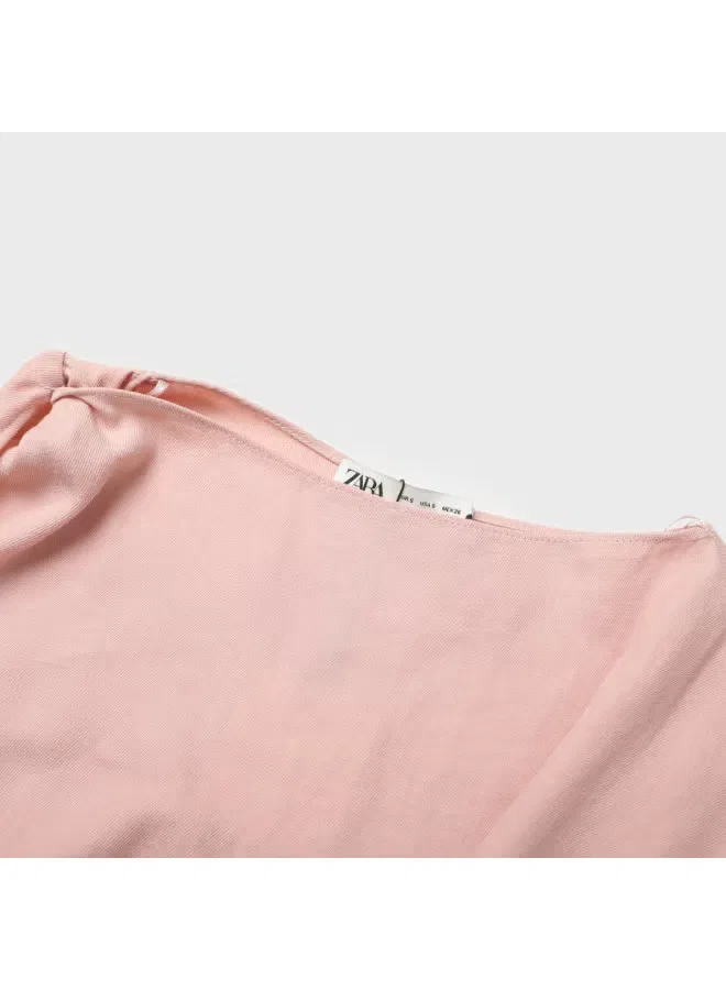 Блуза без рукавов с завязкой на талии Zara, розовый — фото 4