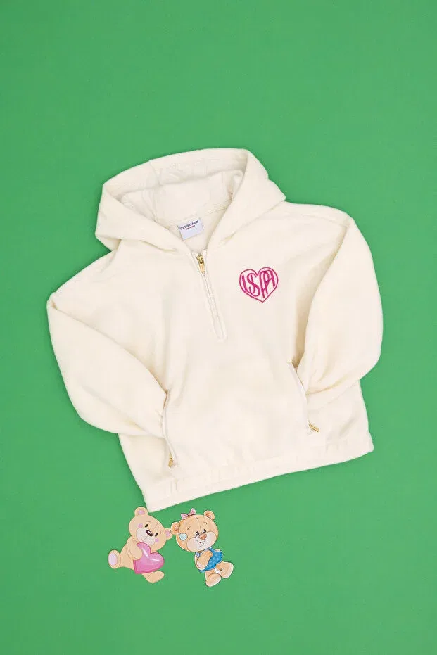 Детское худи на молнии для девочек из флиса U.S. Polo Assn., Nude Color — фото 3