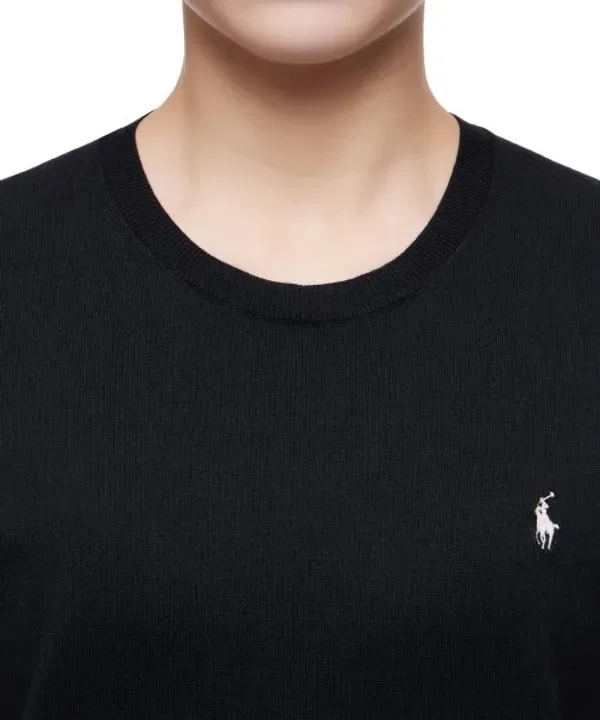 Свитер с коротким рукавом, смесовый хлопок, Polo Ralph Lauren, черный — фото 3