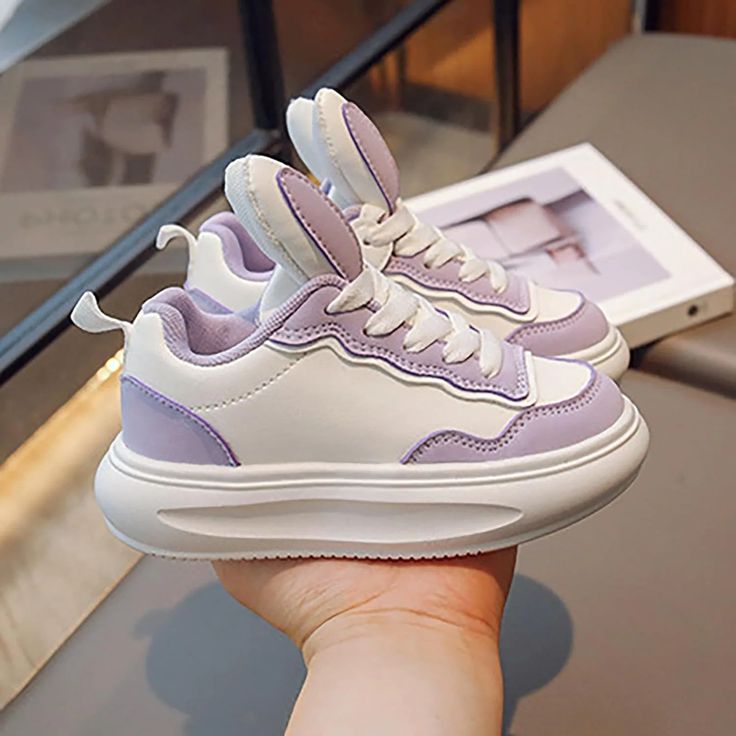 Детские кеды для мальчиков и девочек с принтом кролика, Purple — фото 3
