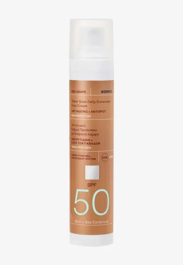 Солнцезащитный крем для лица Red grape Sheer Glow Daily Sunscreen Face Cream - защита от солнца 50 мл Korres