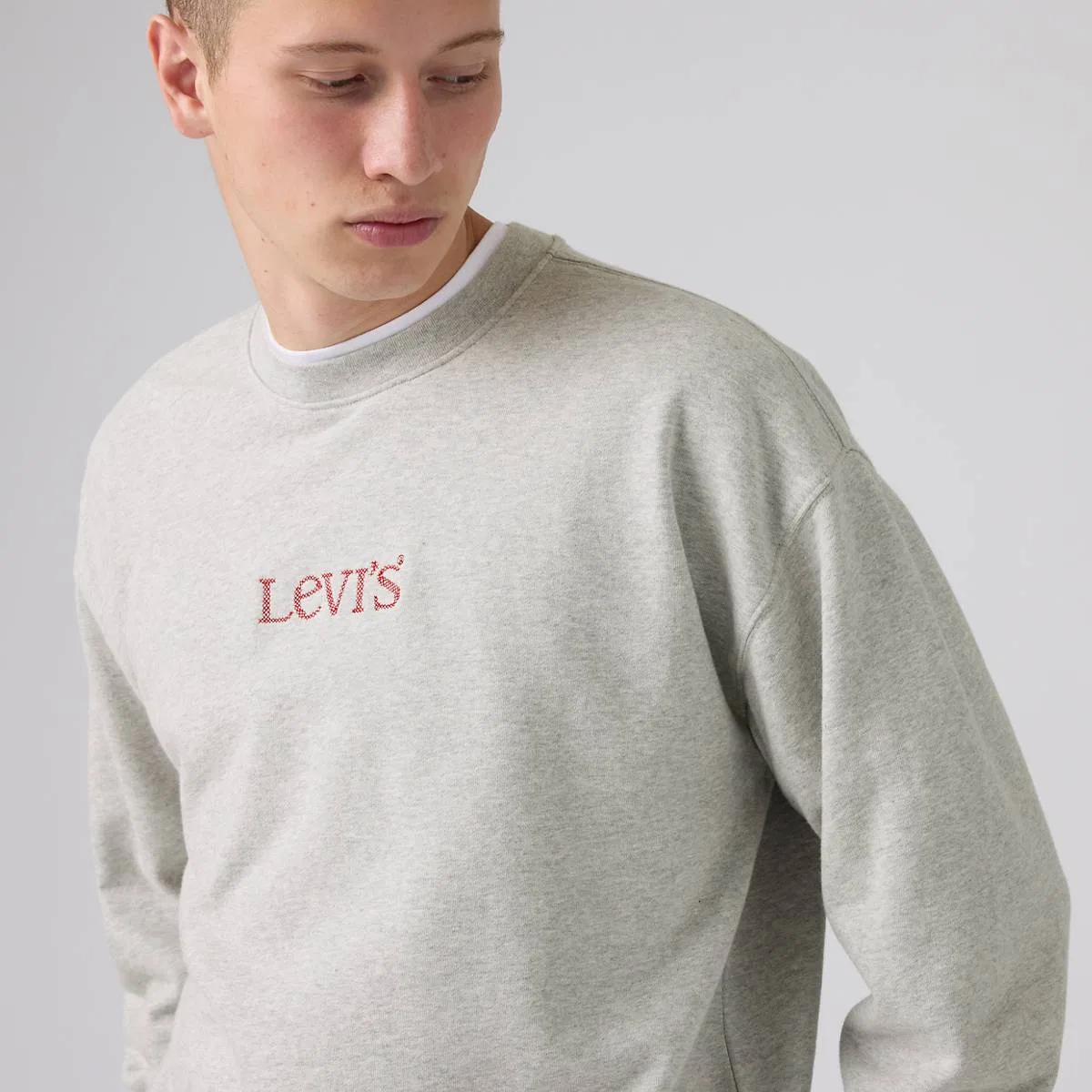 Толстовка с вышитым закатом Levi's, Logo Light Heather Grey - Grey — фото 2