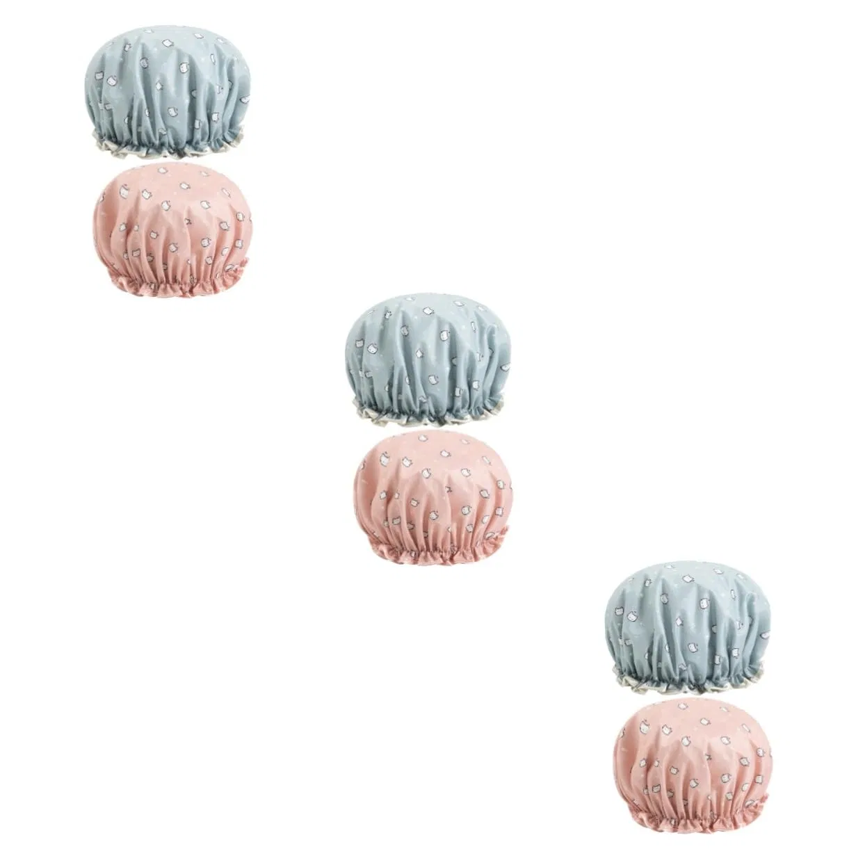 Двойная водонепроницаемая шапочка для душа, FRCOLOR, 6 шт., 27x11x3 см, Blau+Rosa