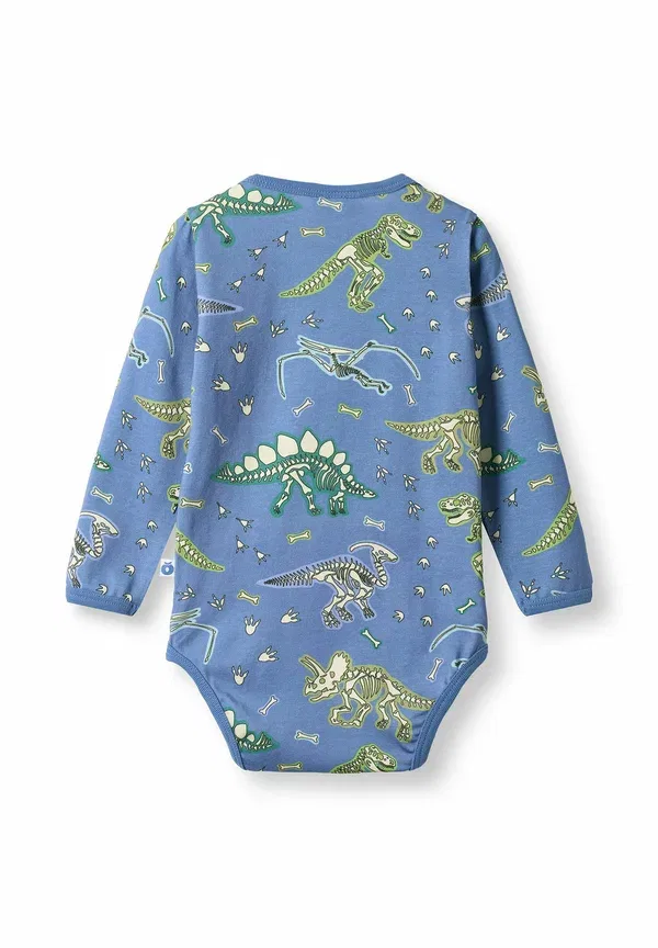 Боди с динозаврами Elstar long-sleeved with dinosaurs Smafolk, синий — фото 2