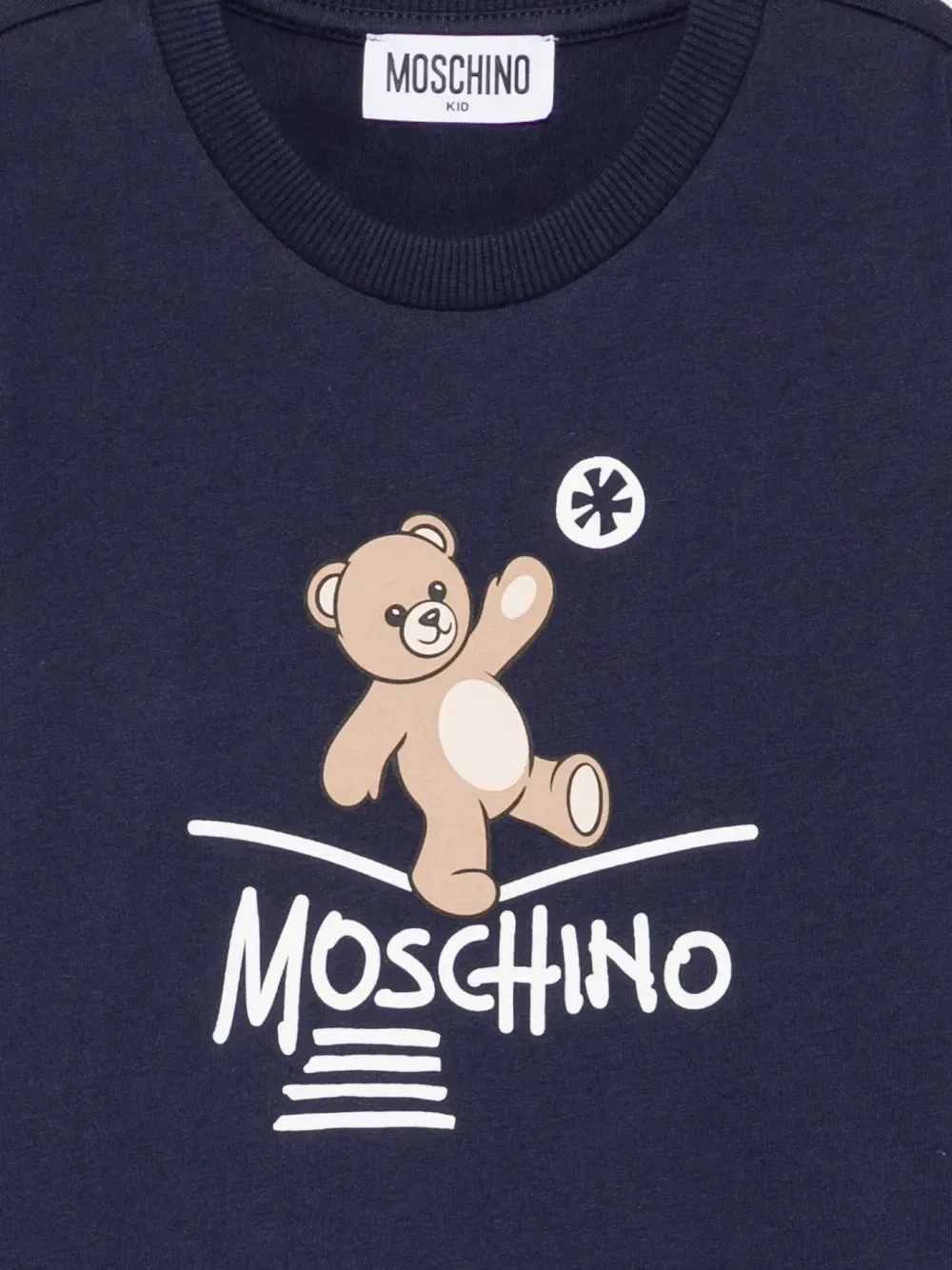 Футболка с логотипом в виде медвежонка Тедди Moschino Kids, синий — фото 3