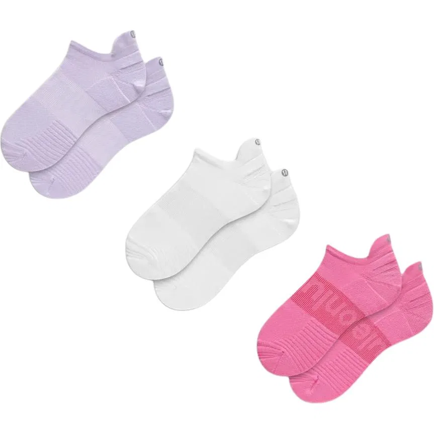 Детские носки с принтом Lululemon, 3 пары, White/Transparent Purple/Racing Pink