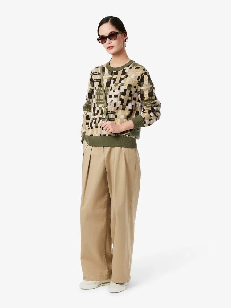 Свитер с жаккардовым графическим узором LACOSTE, Khaki — фото 4