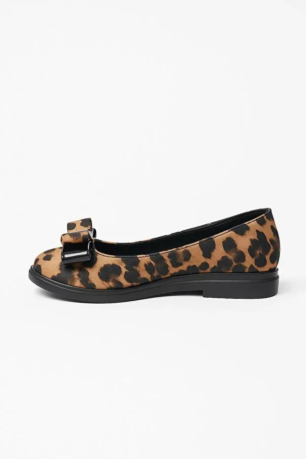 Детские балетки для девочек с принтом Leopard bow genuine leather orthopedic thermo non-slip sole girls' ballerina shoes Besteps, Brown — фото 3