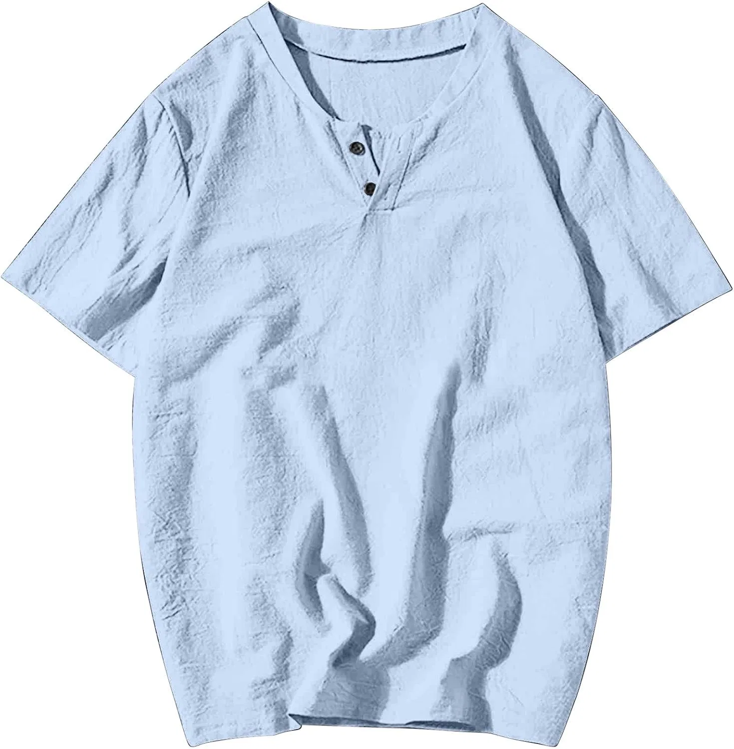 Мужская футболка с коротким рукавом из хлопка и льна, Light Blue