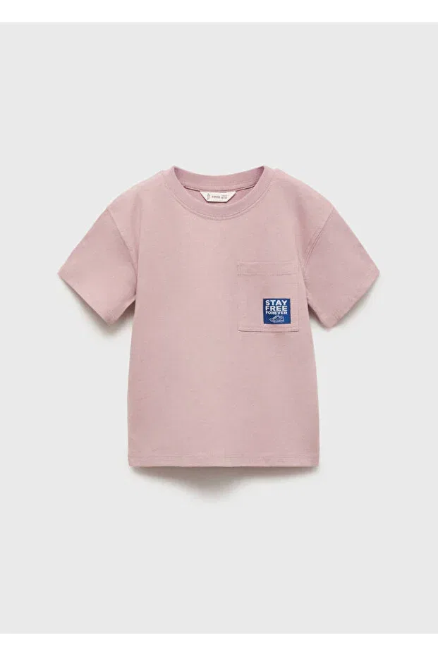 Детская хлопковое футболка Mango Baby, Pale Pink — фото 2