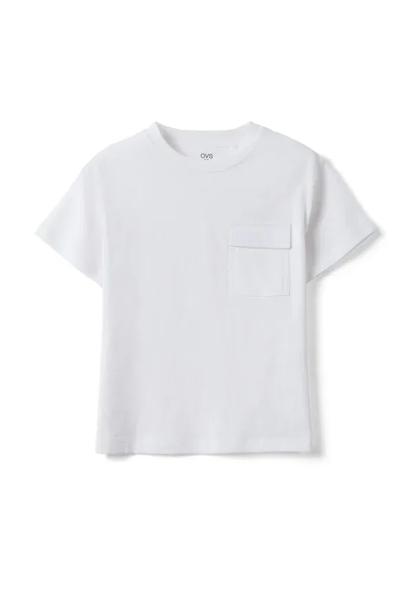 Комплект из 3 футболок, дышащая, basic t-shirt, Ovs, бежевый, белый, синий — фото 3