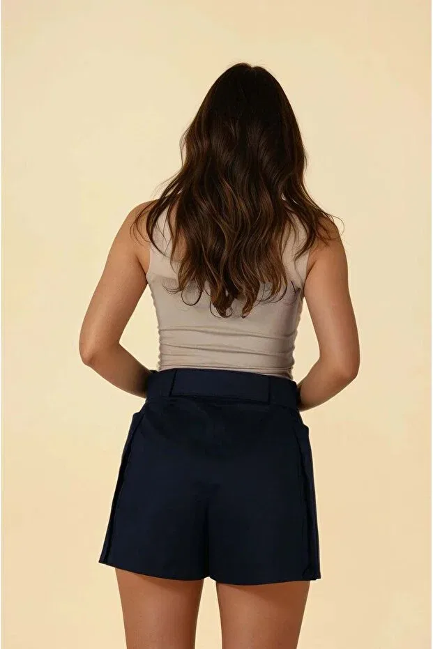 Детские шорты для девочек с высокой талией Fabb, Navy Blue — фото 3