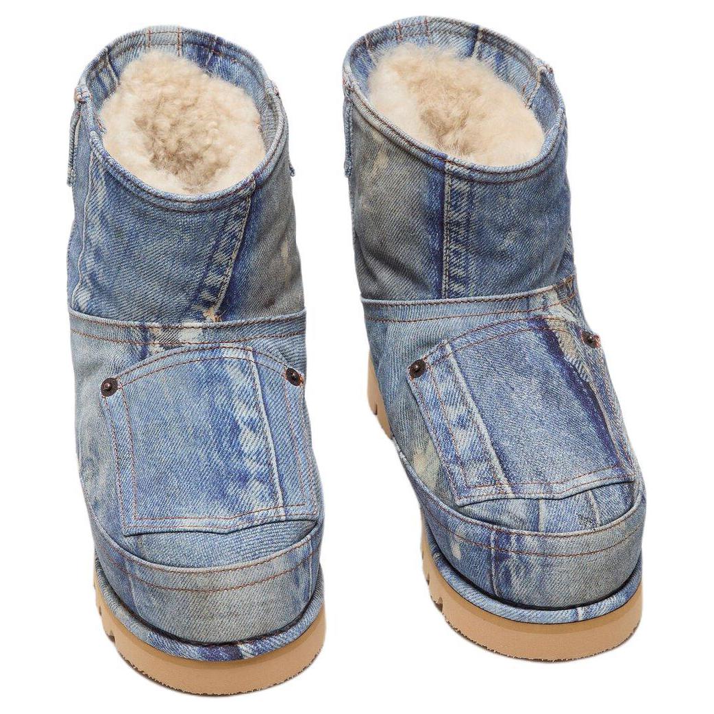 Acne Studios Короткие зимние ботинки из телячьей кожи мужские Blue — фото 4