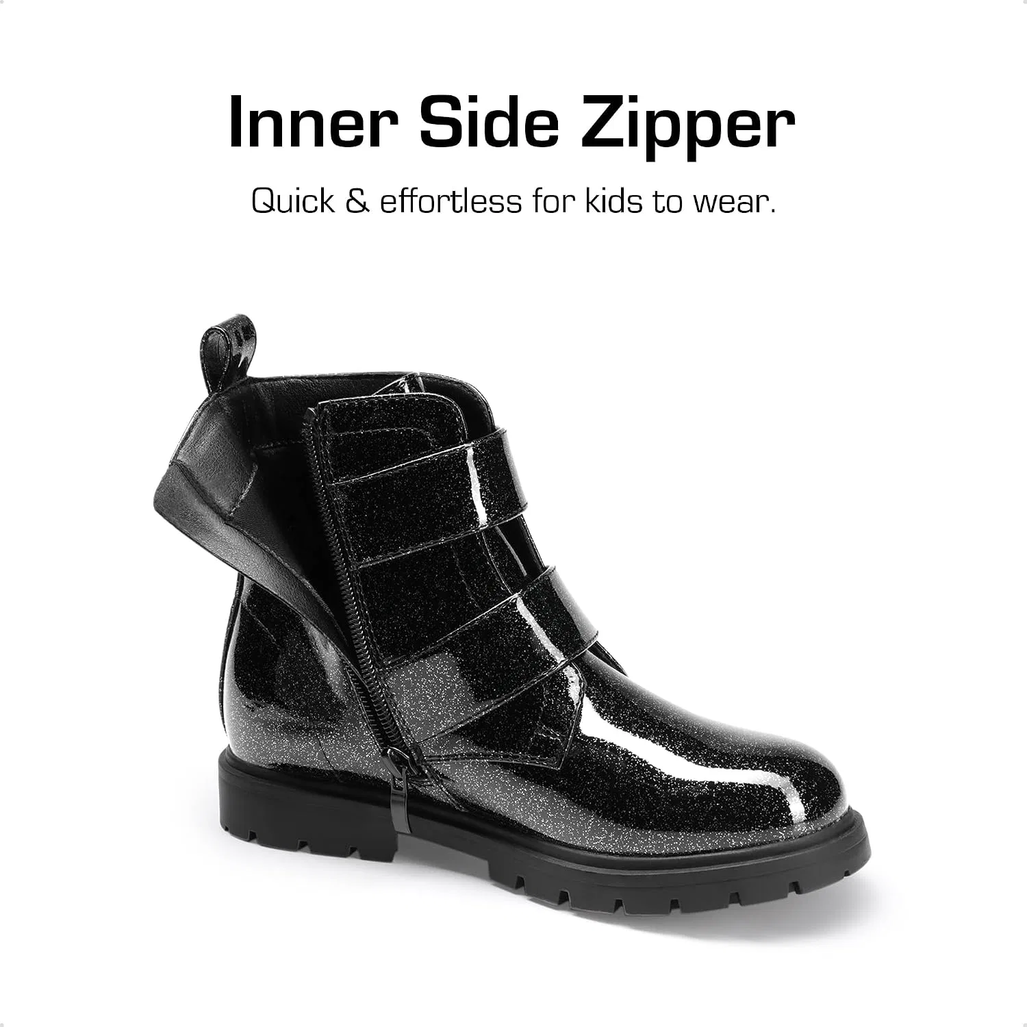 Детские ботинки для девочек на щиколотке с пряжками DREAM PAIRS, Black — фото 3