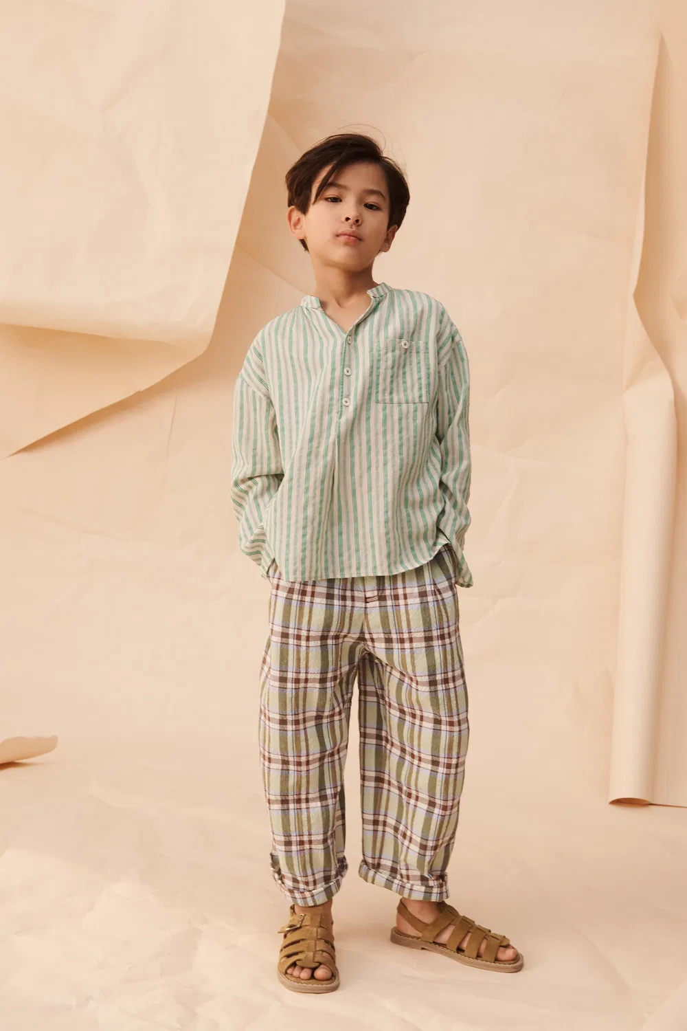 Рубашка в полоску с карманом, лимитированная серия ZARA, Green Stripe