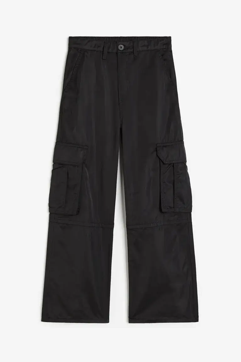 

Брюки H&M Wide-leg Cargo, черный