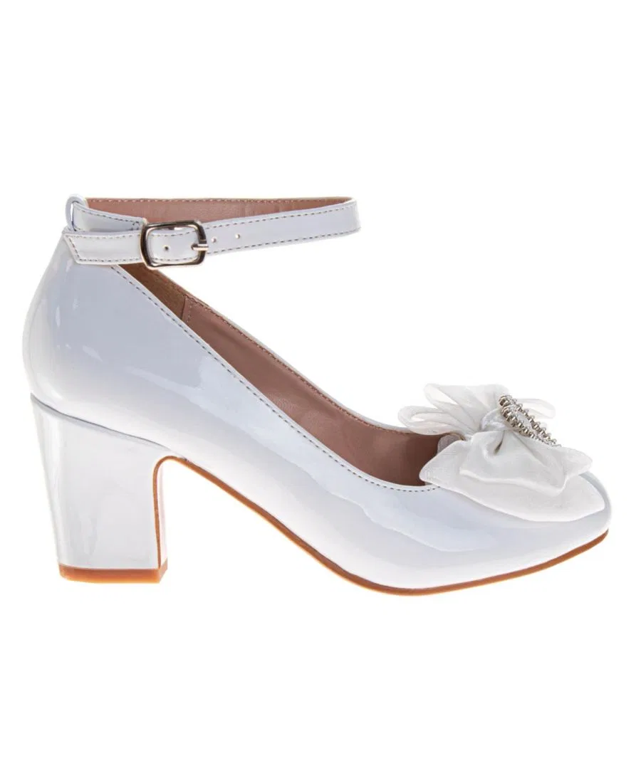 Детские туфли для девочек с пряжкой Badgley Mischka, White Patent — фото 2