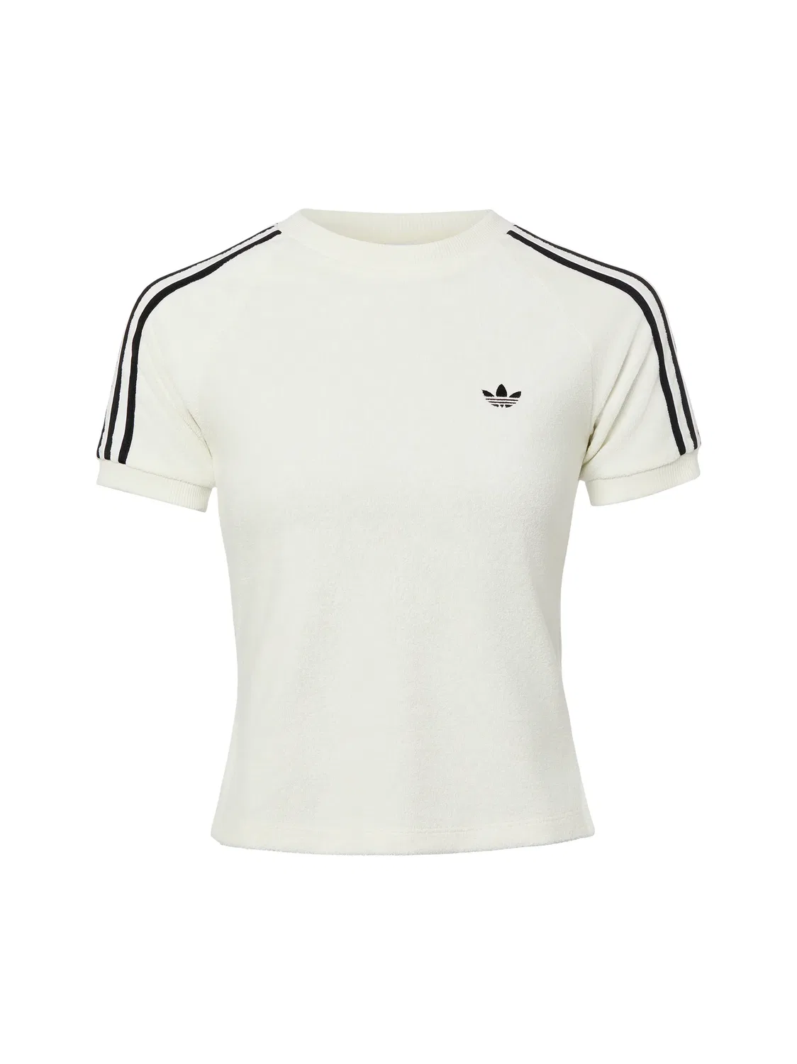 Женская приталенная футболка с фротте структурой Adidas originals, Ecru/Black